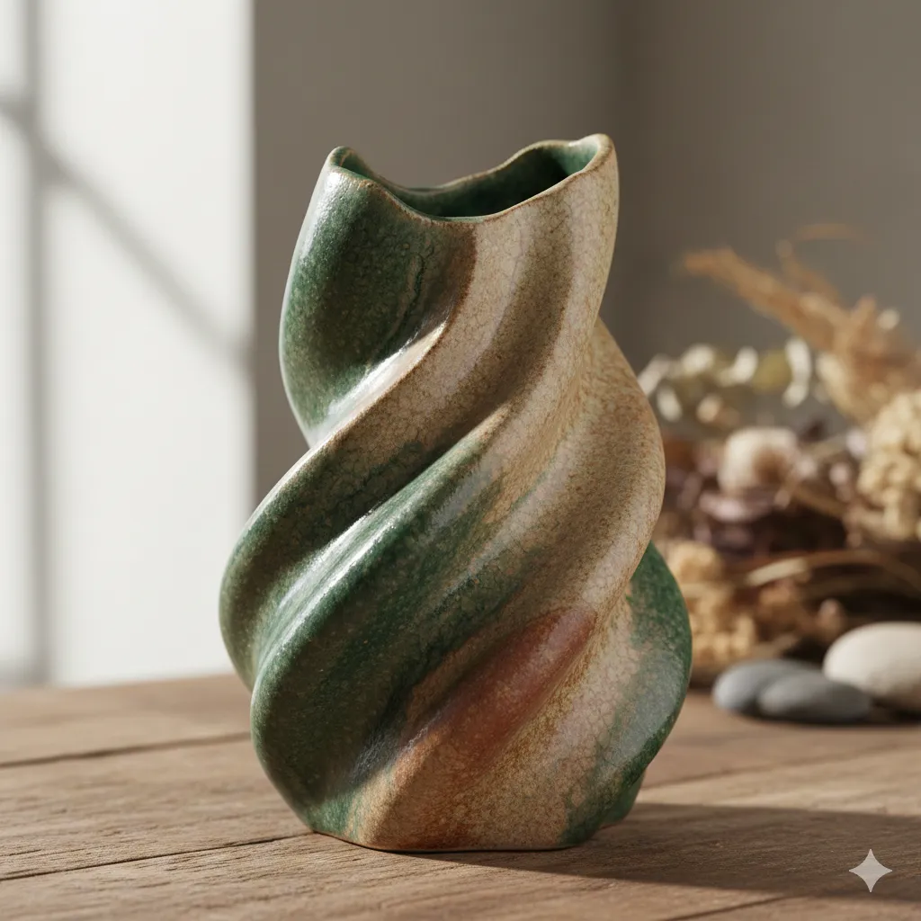 Handcrafted ceramic vase with organic form