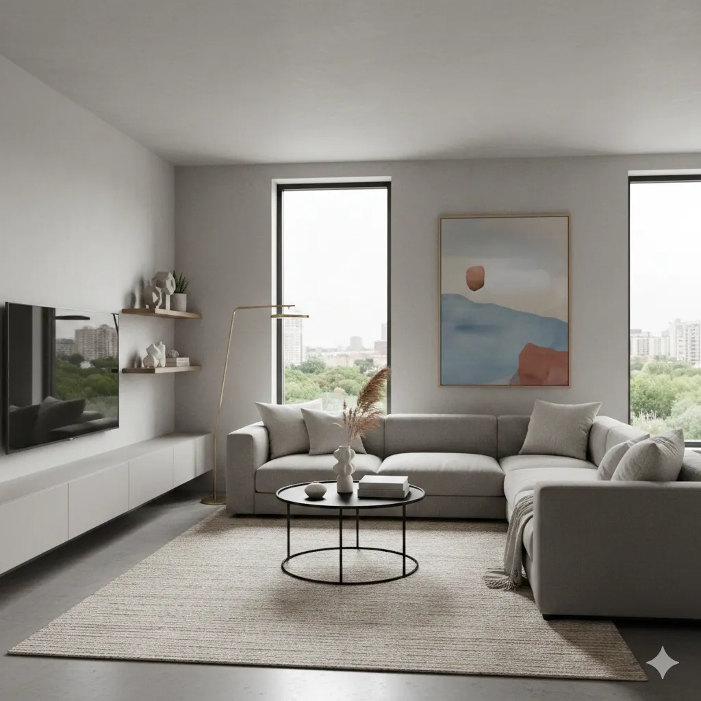 Modern living room with minimalist accessories